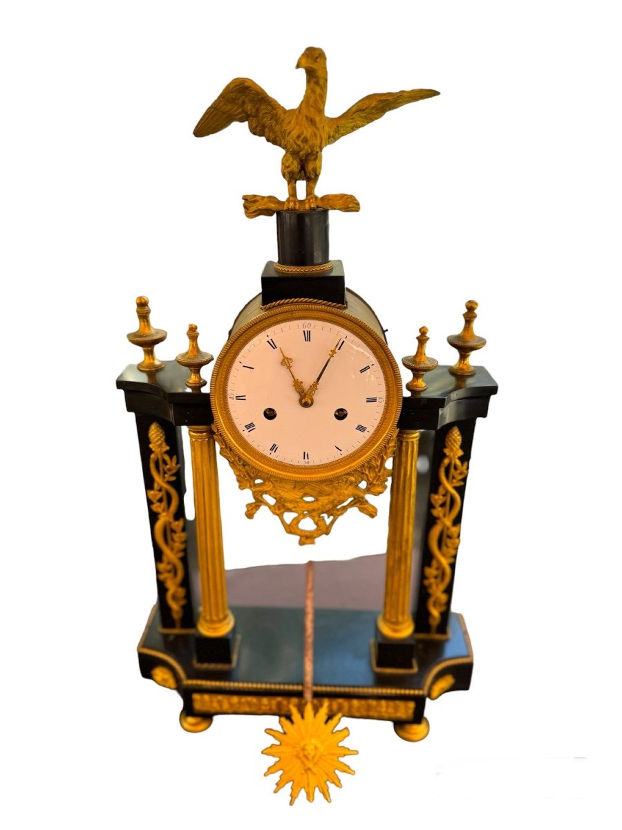 18th Century Directoire Portico Clock With Wire Movement -photo-2