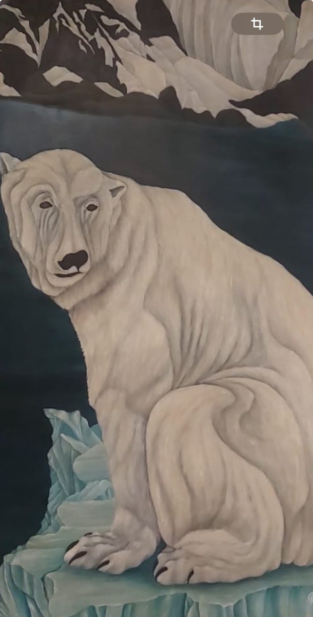 Oil On Panel "polar Bear" Nikolai Petrovich Agapoff-photo-2