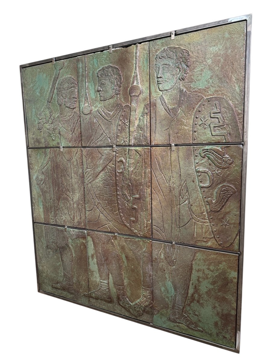 Important Bas Relief In Glazed Sandstone Antique Decor 