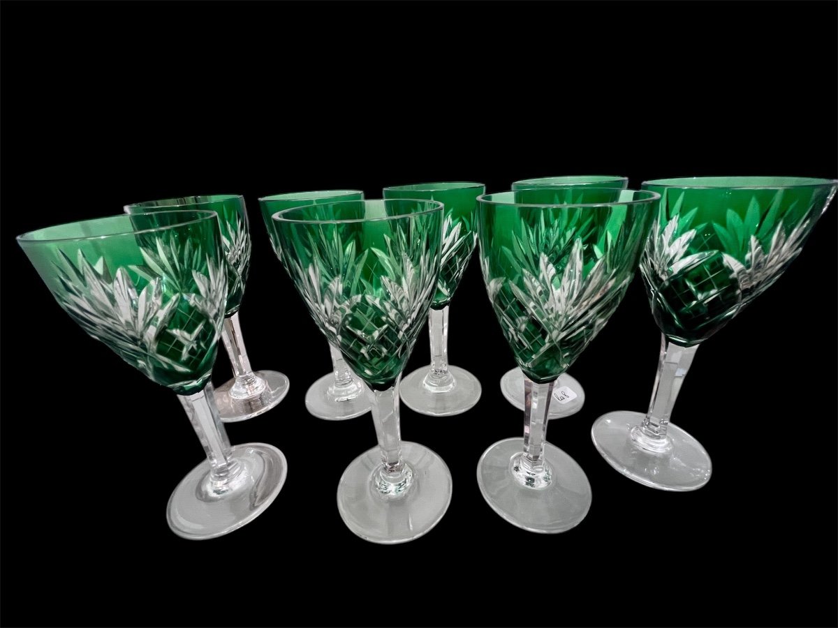 8 Saint-louis Crystal Wine Glasses, Chantilly Model