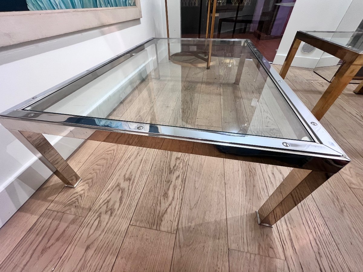 Table Basse En Verre Chrome Et Laiton  cartier -photo-4