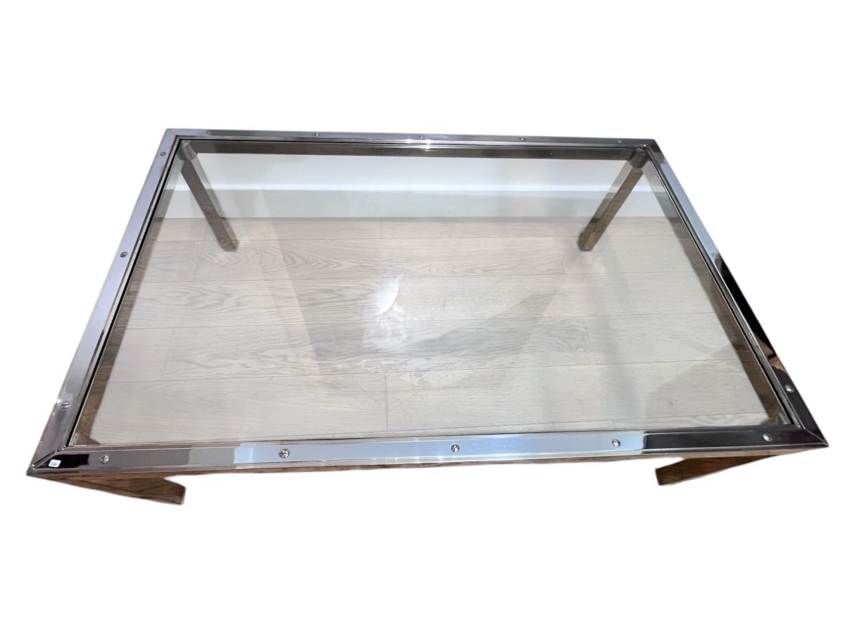 Table Basse En Verre Chrome Et Laiton  cartier 