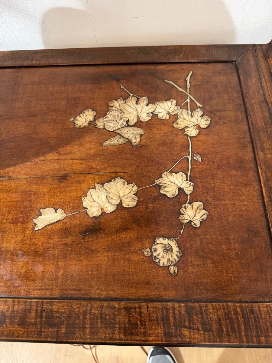 Console / Writing Table In Exotic Wood 19th Century In The Style Of Gabriel Viardot -photo-2