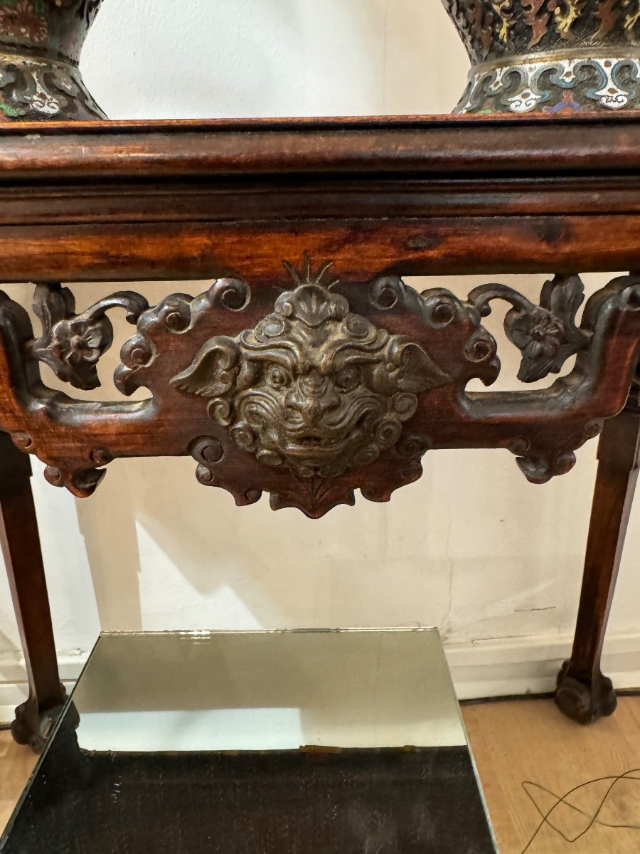 Console / Writing Table In Exotic Wood 19th Century In The Style Of Gabriel Viardot -photo-3