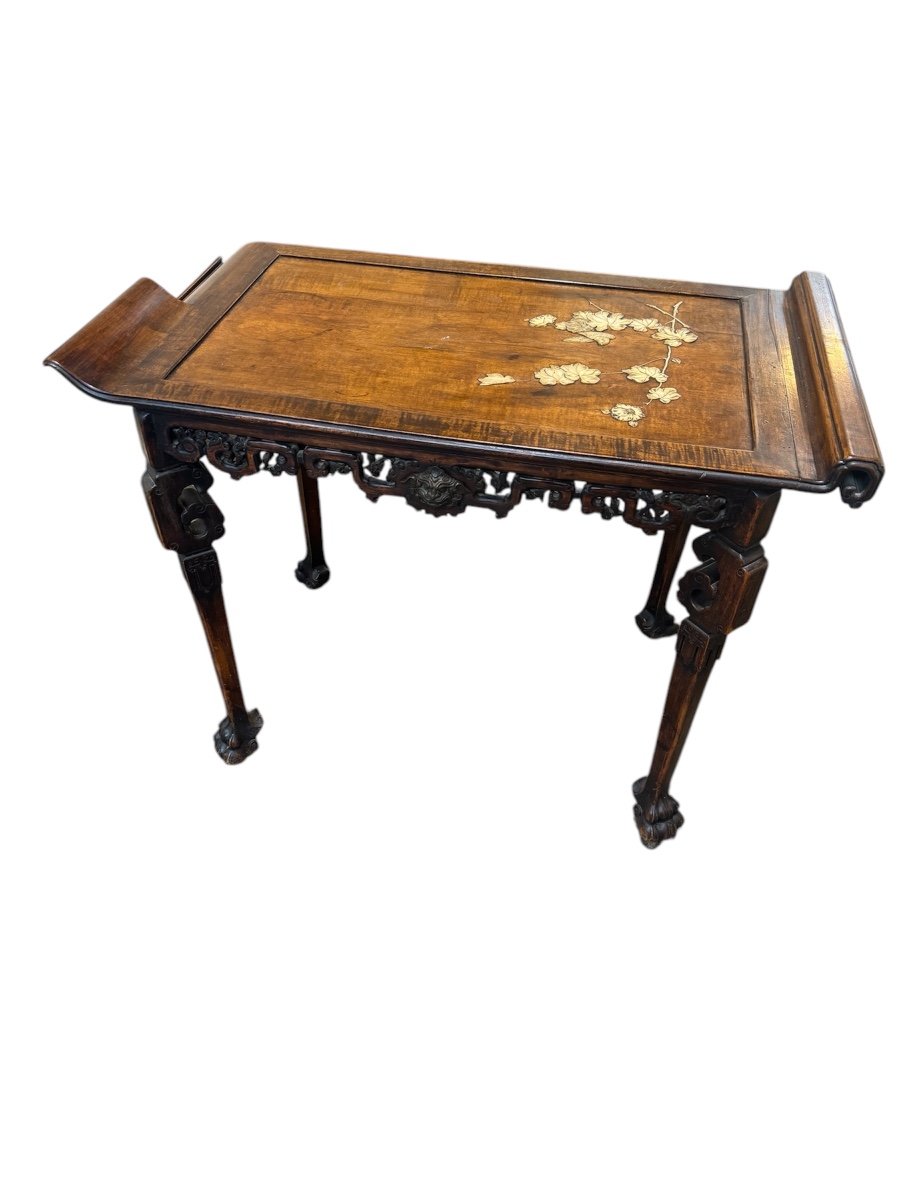 Console / Writing Table In Exotic Wood 19th Century In The Style Of Gabriel Viardot 