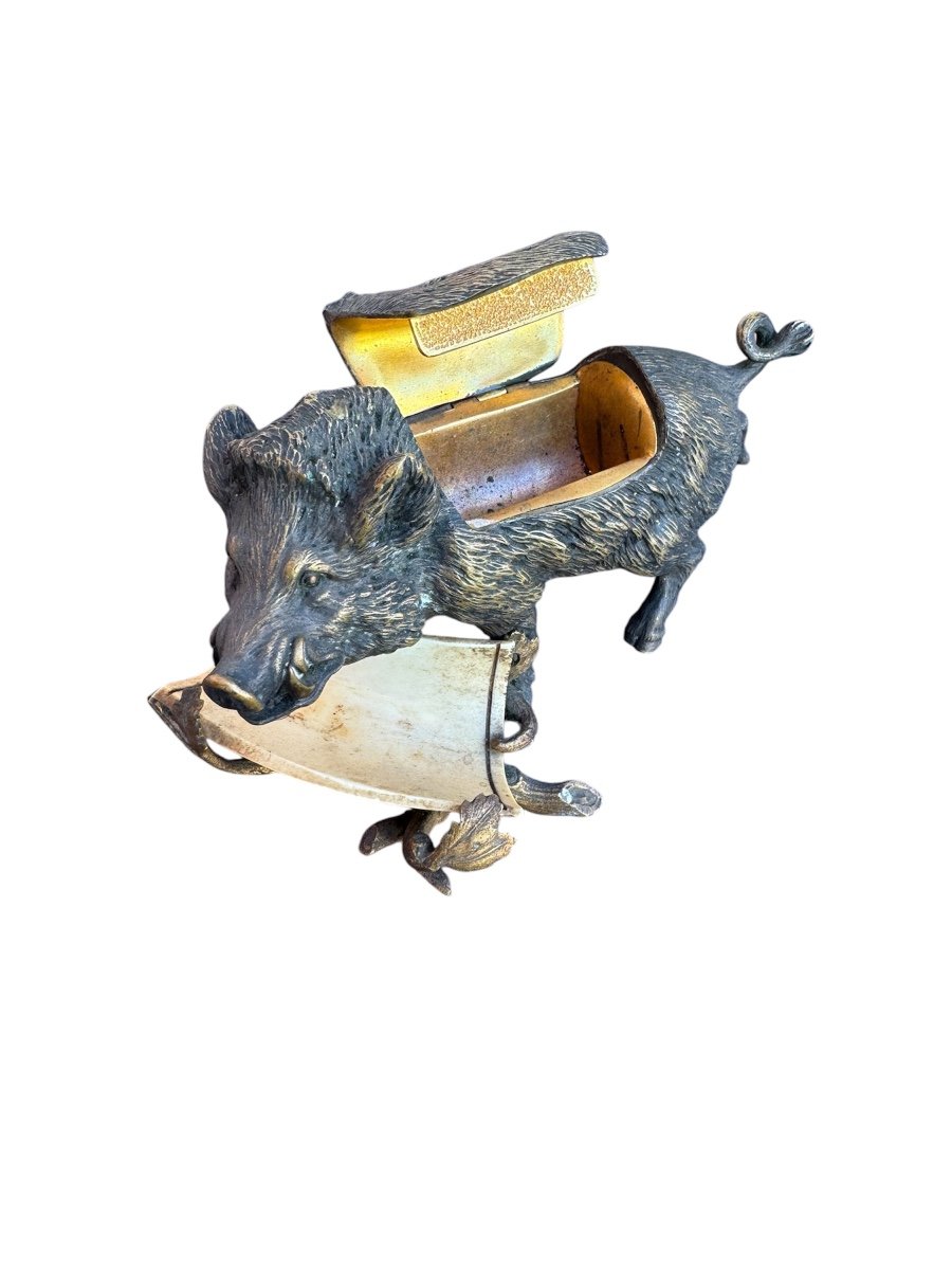 Vienna Inkwell Boar, Bronze, Circa 1880