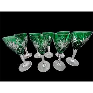 8 Saint-louis Crystal Wine Glasses, Chantilly Model