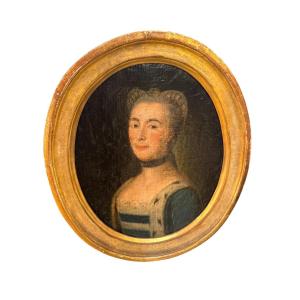 Oval Portrait Oil On Canvas 18th Century 