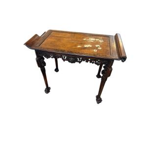 Console / Writing Table In Exotic Wood 19th Century In The Style Of Gabriel Viardot 