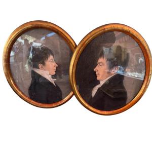 Pair Of Pastel Portraits Of Young Boys, 19th Century 