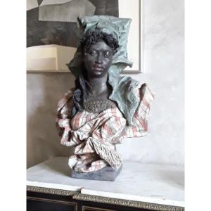 Nubian Bust By Fridrich Goldsheider (1845-1897)