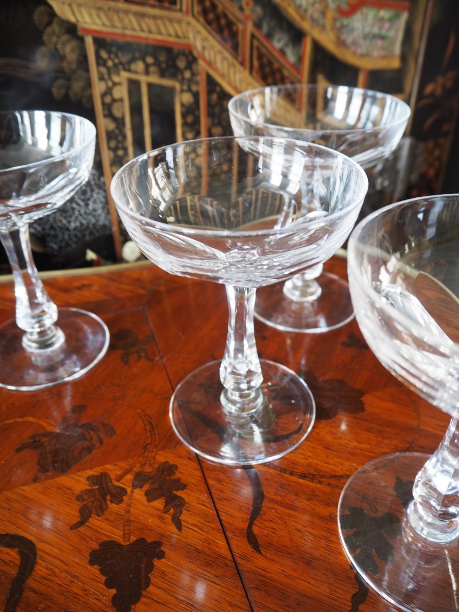 Proantic: Four French Crystal Champagne Glasses