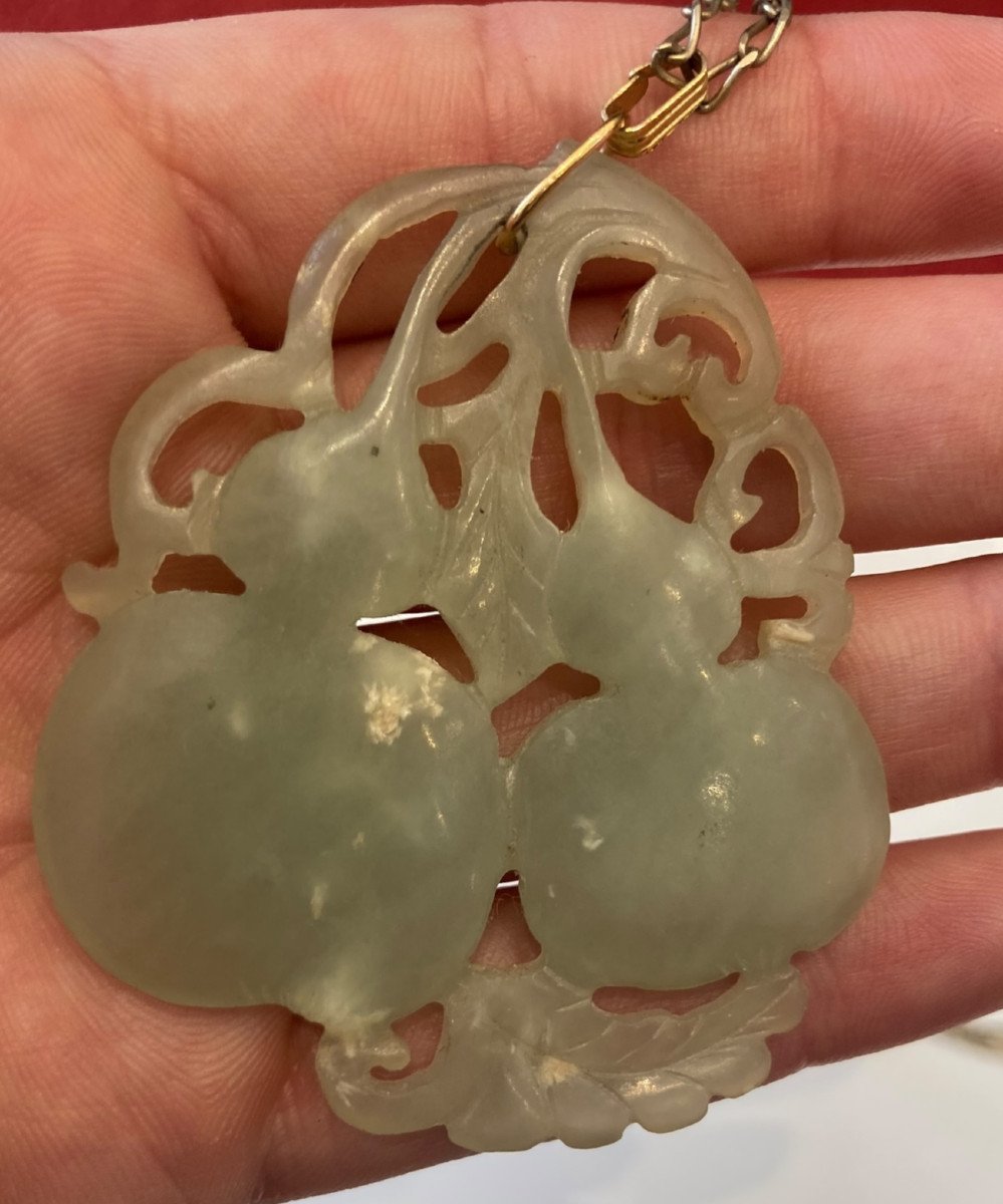 Cut White Jade Pendant, China, Late 19th Century-photo-3