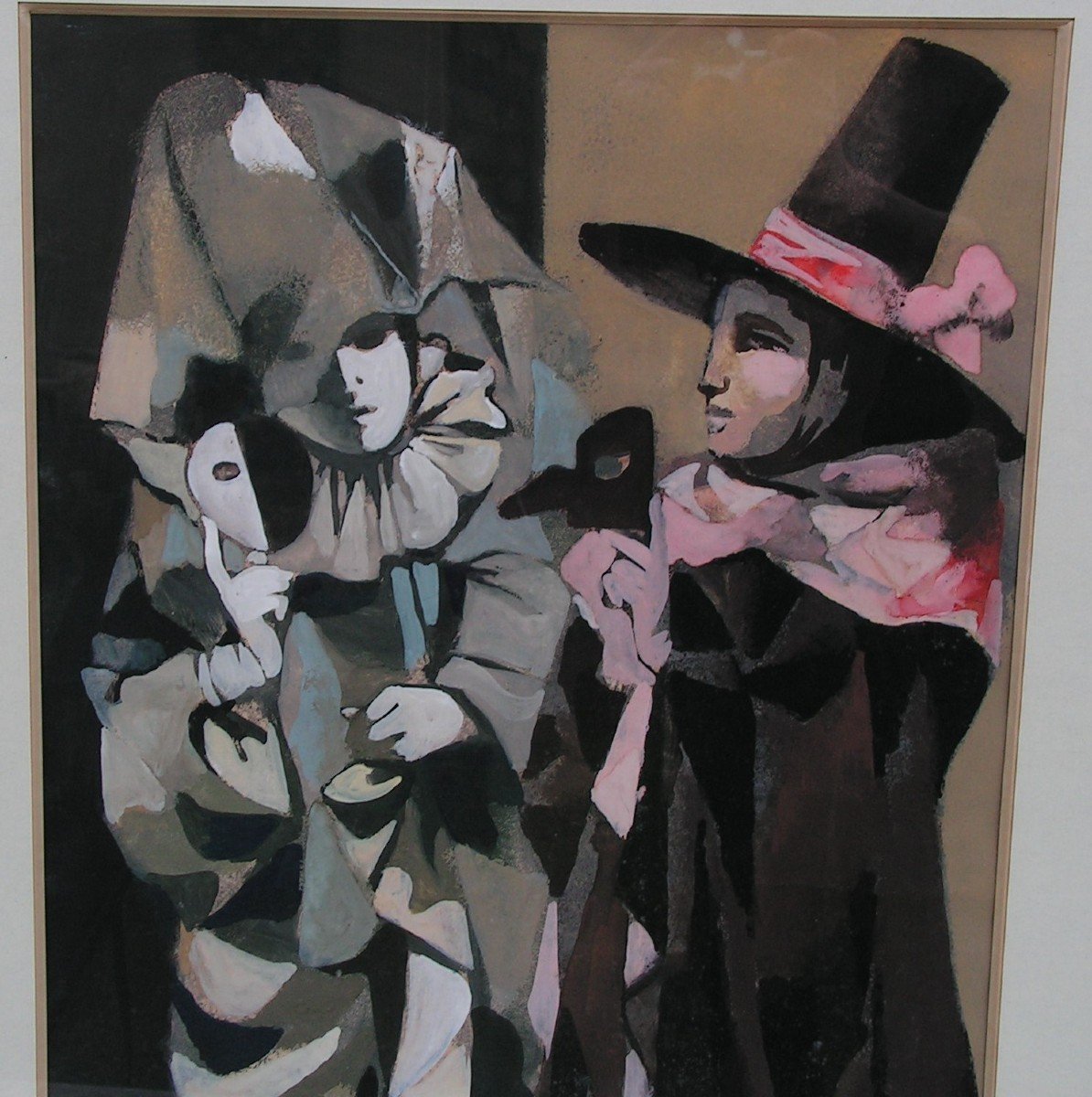 Manolo Ruiz Pipo (1929-1999) Spanish Painter Commedia Dell'arte-photo-4