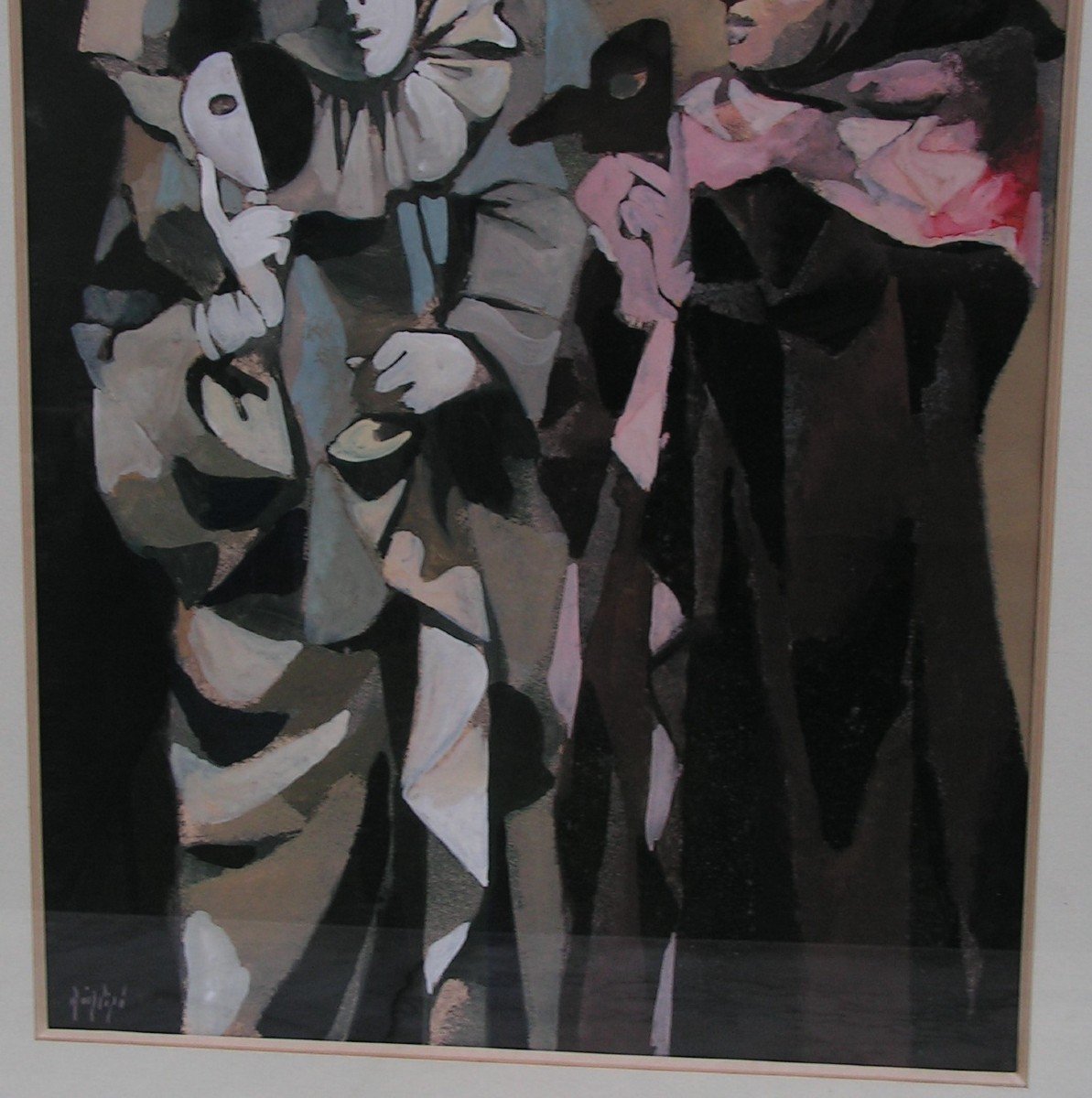 Manolo Ruiz Pipo (1929-1999) Spanish Painter Commedia Dell'arte-photo-1