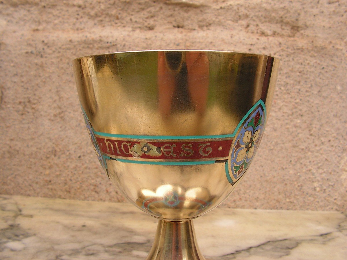 Demarquet Frères Chalice In Solid Silver Vermeil And Cloisonné Enamels-photo-3