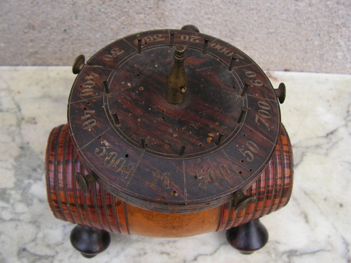 Bistro Barrel Shaped Counter Roulette Game Folk Art-photo-2