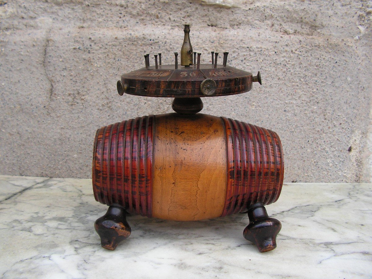 Bistro Barrel Shaped Counter Roulette Game Folk Art-photo-3