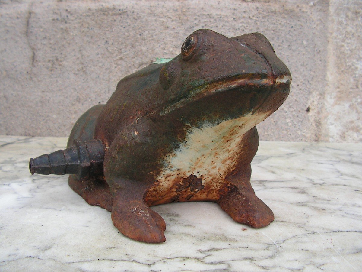 Old Frog For Garden Watering In Cast Iron From The End Of The 19th Century-photo-2