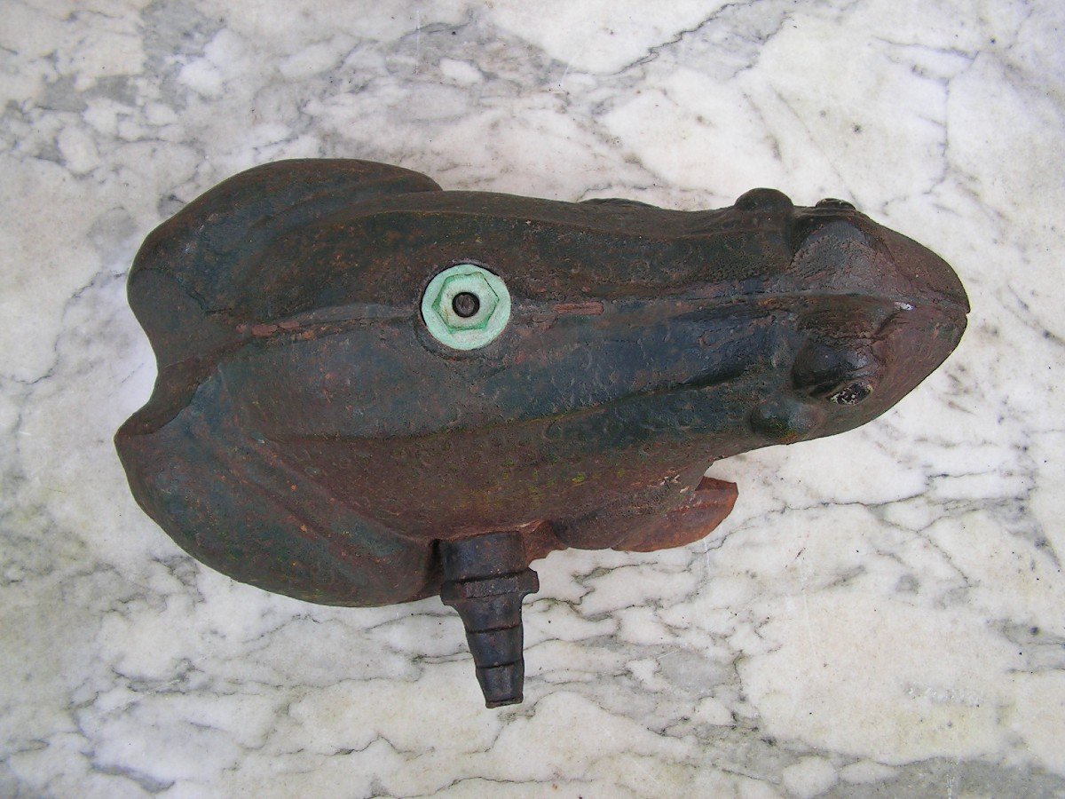 Old Frog For Garden Watering In Cast Iron From The End Of The 19th Century-photo-2