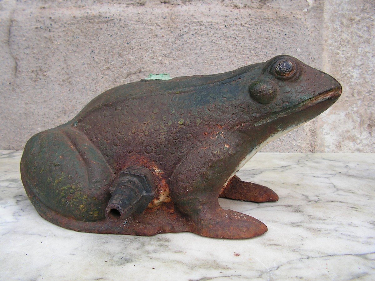 Old Frog For Garden Watering In Cast Iron From The End Of The 19th Century