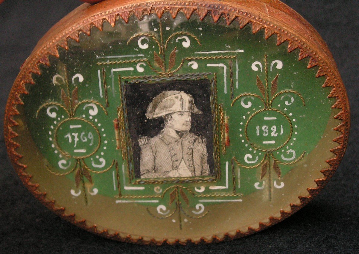 Box End Of XVIIIth Century Portrait Of The Emperor Napoleon 1769-1821 Cold Enamel Decoration -photo-4