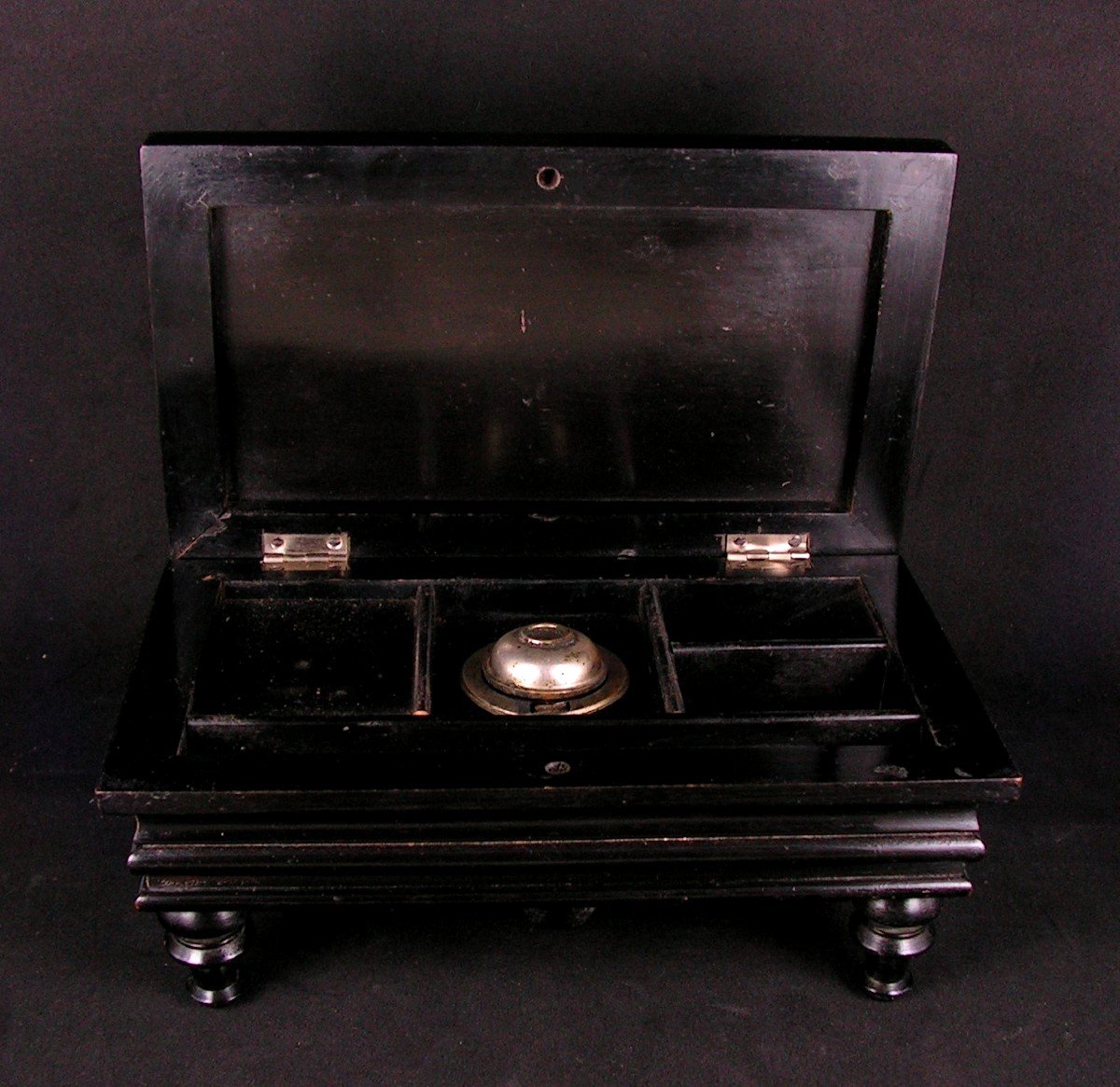 Antique Inkwell Stamp Box In The Shape Of A French Billiard Table-photo-2