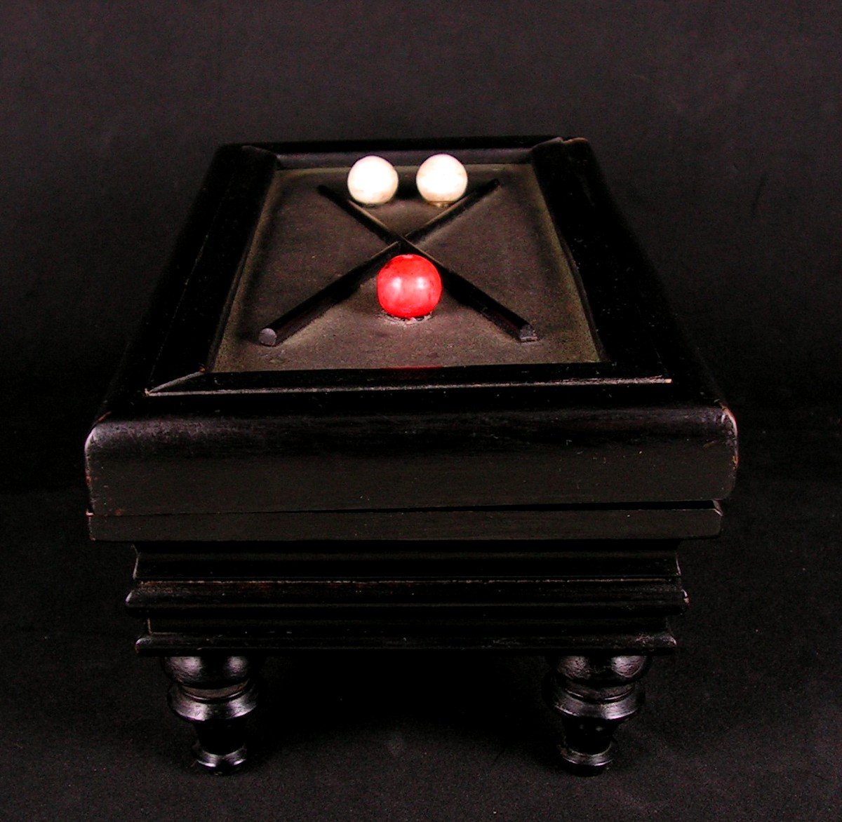 Antique Inkwell Stamp Box In The Shape Of A French Billiard Table-photo-4