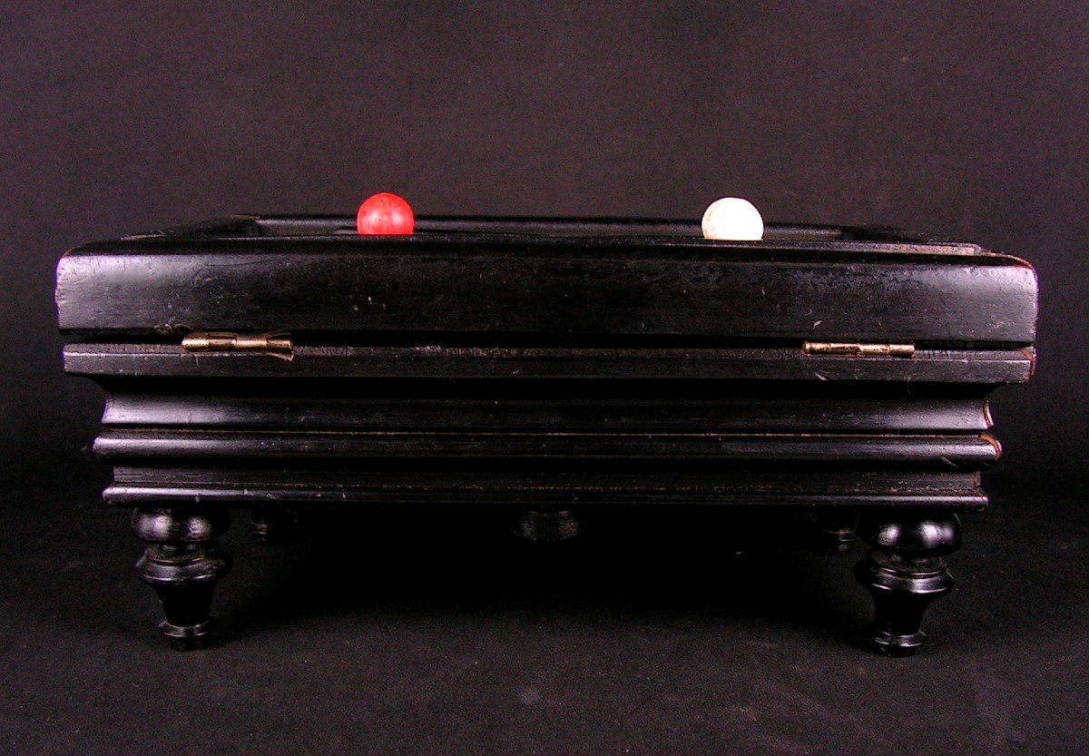 Antique Inkwell Stamp Box In The Shape Of A French Billiard Table-photo-1