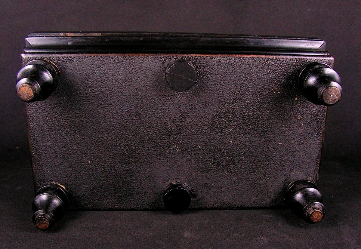 Antique Inkwell Stamp Box In The Shape Of A French Billiard Table-photo-3