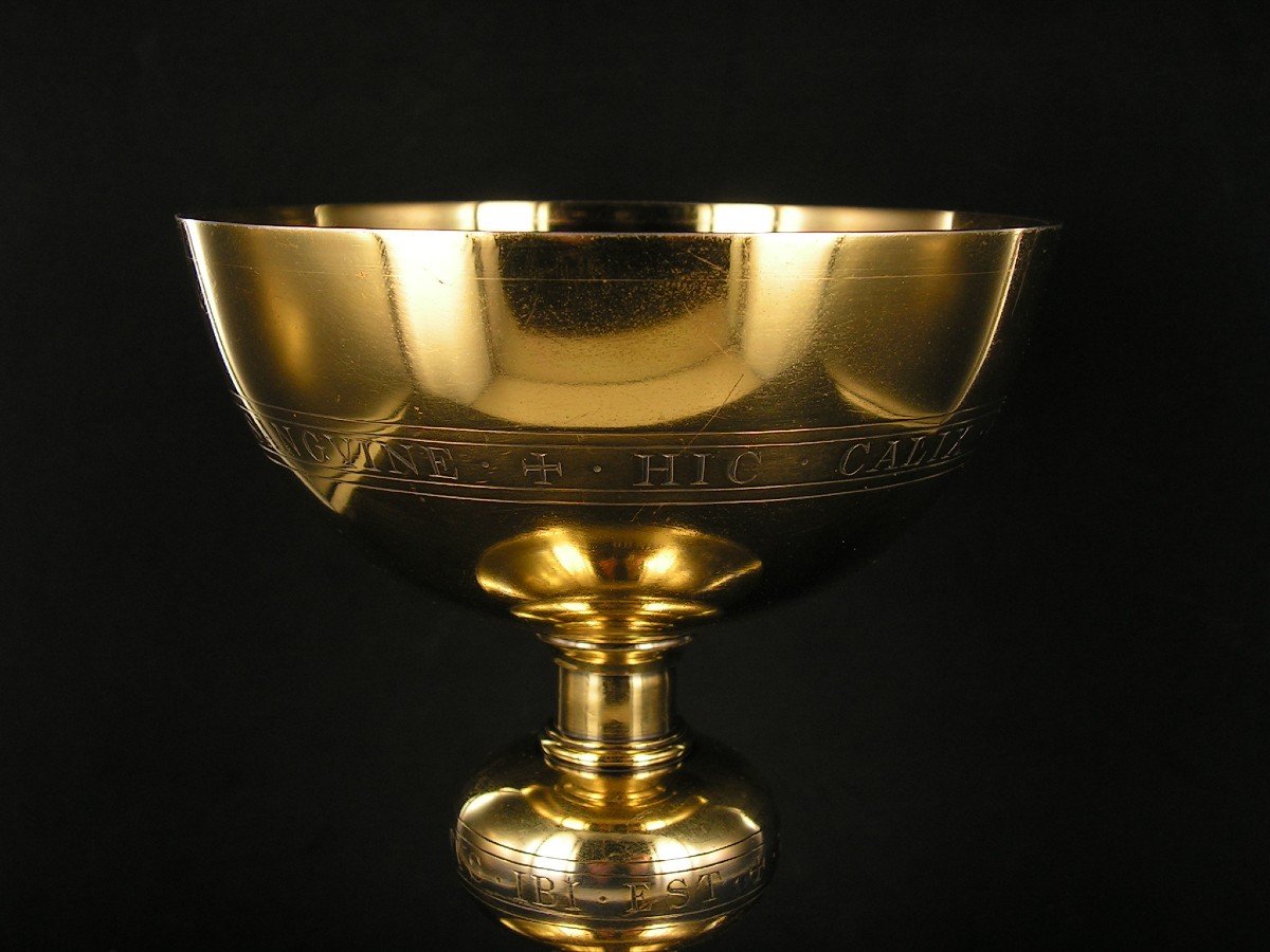 Solid Silver Chalice Demarquet Frères, Base Engraved With Decorations Such As The Last Supper, Fish ...-photo-8