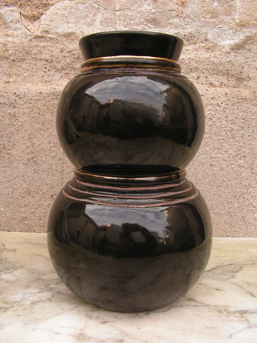 Luc Et Marjolaine Lanel Art Deco Ceramic Vase  