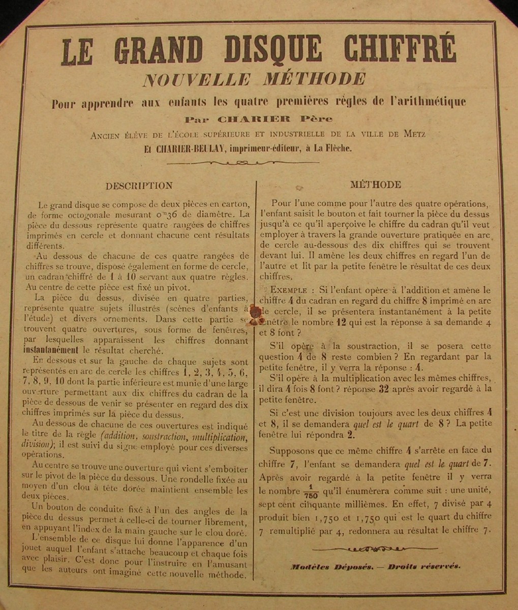 Carton Didactique Les Quatre Premières Règles De l'Arithmétique Charier Père Vers 1860-photo-2