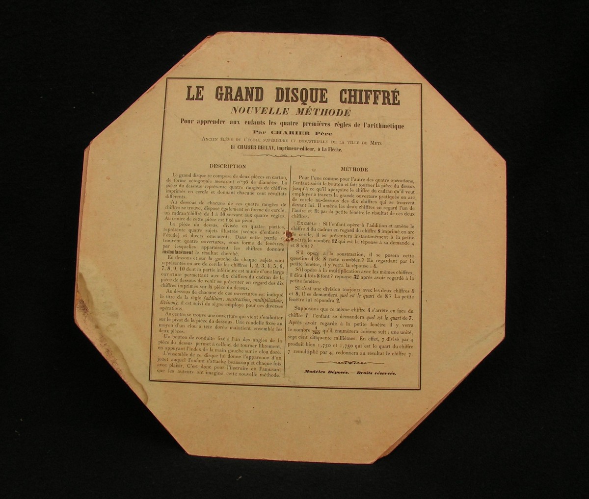 Carton Didactique Les Quatre Premières Règles De l'Arithmétique Charier Père Vers 1860-photo-3