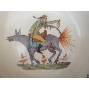 Earthenware Bowl From Nevers XVIIIth The Gentleman On The Farting Donkey