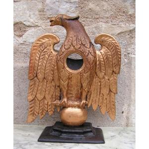 Porte Montre Figurant Un Aigle En Bois Sculpté Et Doré d'époque Empire