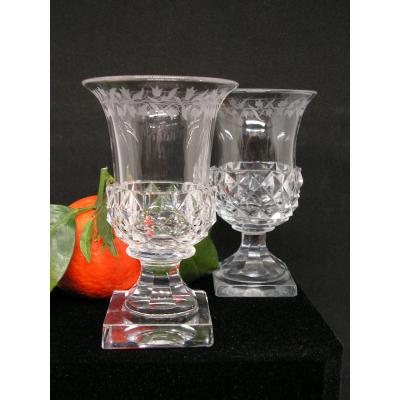 Pair Of Small Medici Crystal Vases Probably Baccarat Early Nineteenth