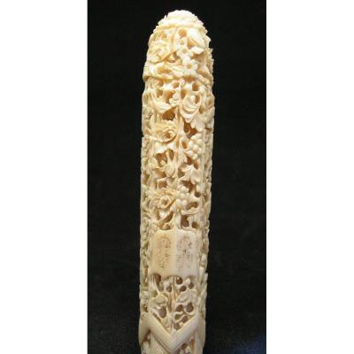 Nineteenth Umbrella Handle In Finely Carved Ivory - China Asia