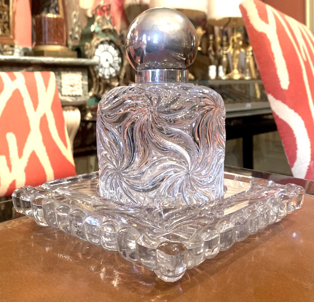 Inkwell And Its Baccarat Crystal Tray-photo-2