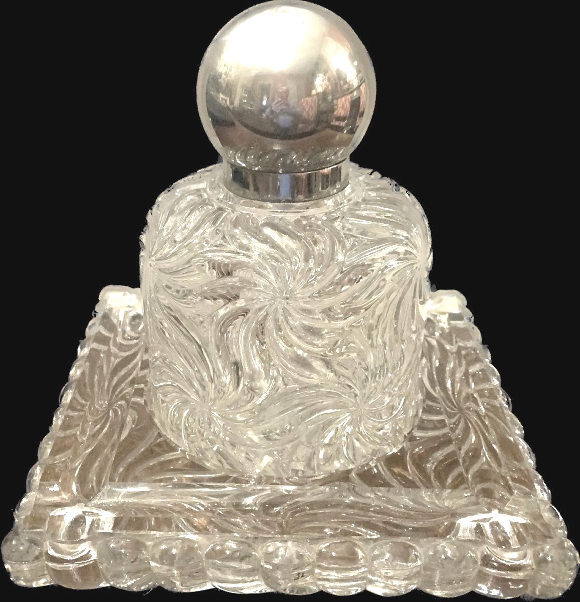 Inkwell And Its Baccarat Crystal Tray