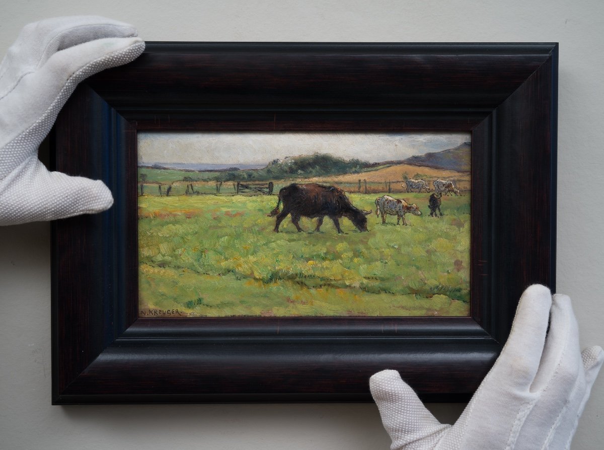 Nils Kreuger (1858-1930) - Cattle On The Meadow-photo-3