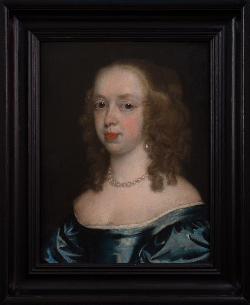 Portrait Of A Lady In Blue Dress Countess Of Peterborough, Attributed To Theodore Russel (1614?