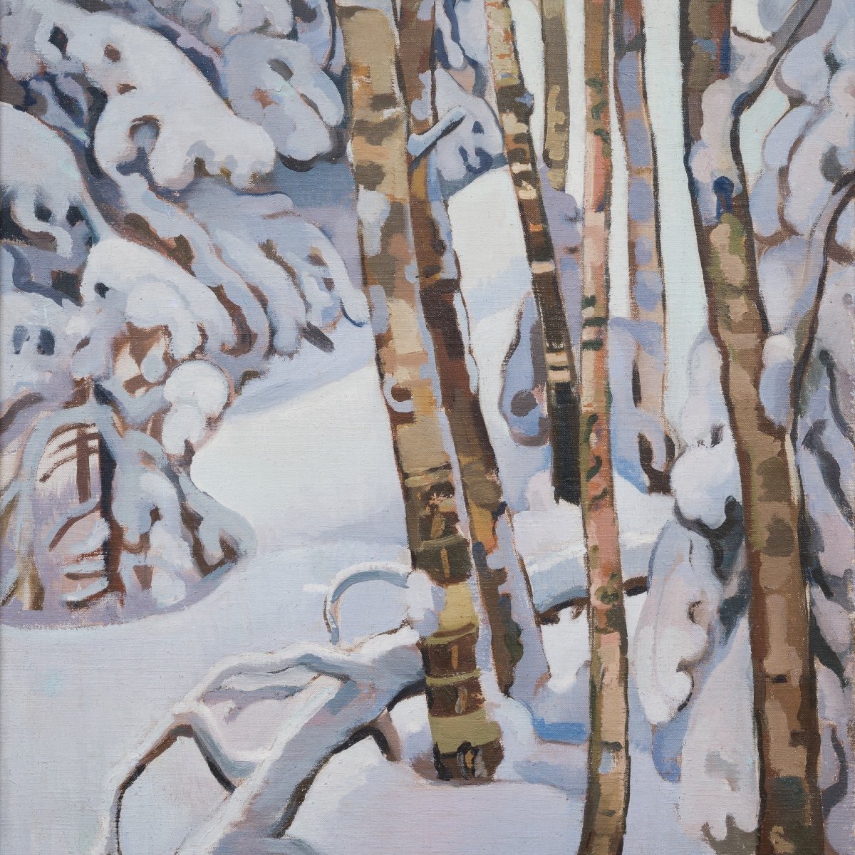 Reino Partanen (1889-1972) - Birch Trees And Snow-laden Spruces, 1927-photo-1