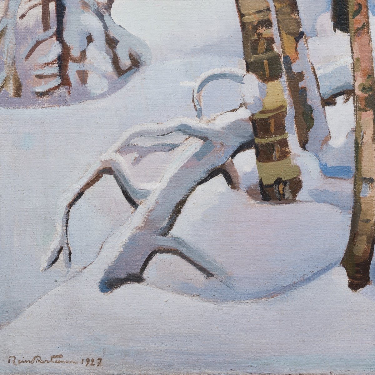 Reino Partanen (1889-1972) - Birch Trees And Snow-laden Spruces, 1927-photo-2