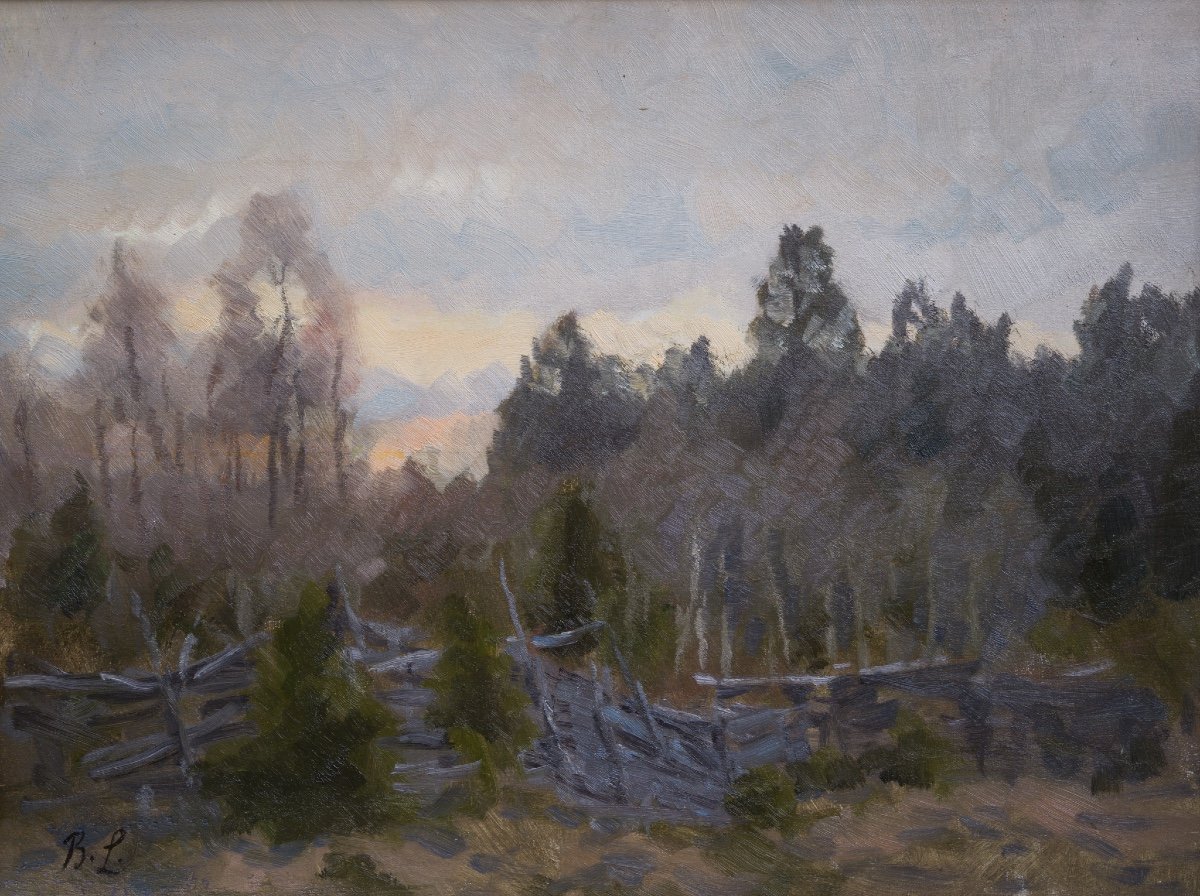 Bruno Liljefors - Spring Landscape With Fence, Uppland