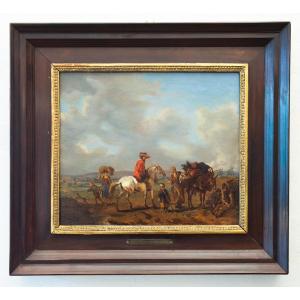 Paysage Avec Gentilhomme à Cheval Et Femme Paysanne Recevant l'Aumône