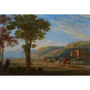 Paysage Avec Cavaliers, Ecole Hollandaise Du XVIIe Siècle, Chevaux