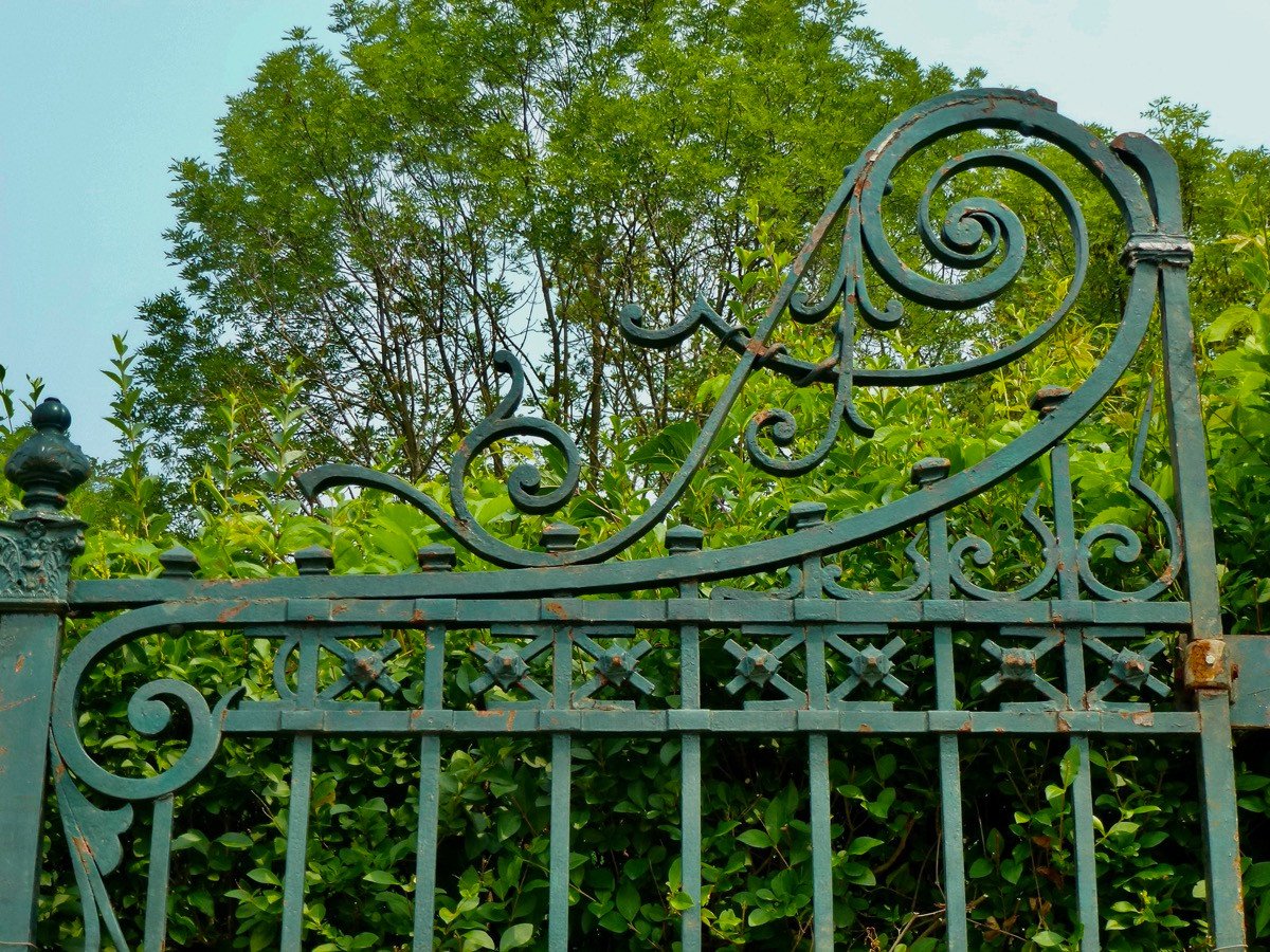 Portail et son portillon en fer forgé d'époque Art Nouveau-photo-1