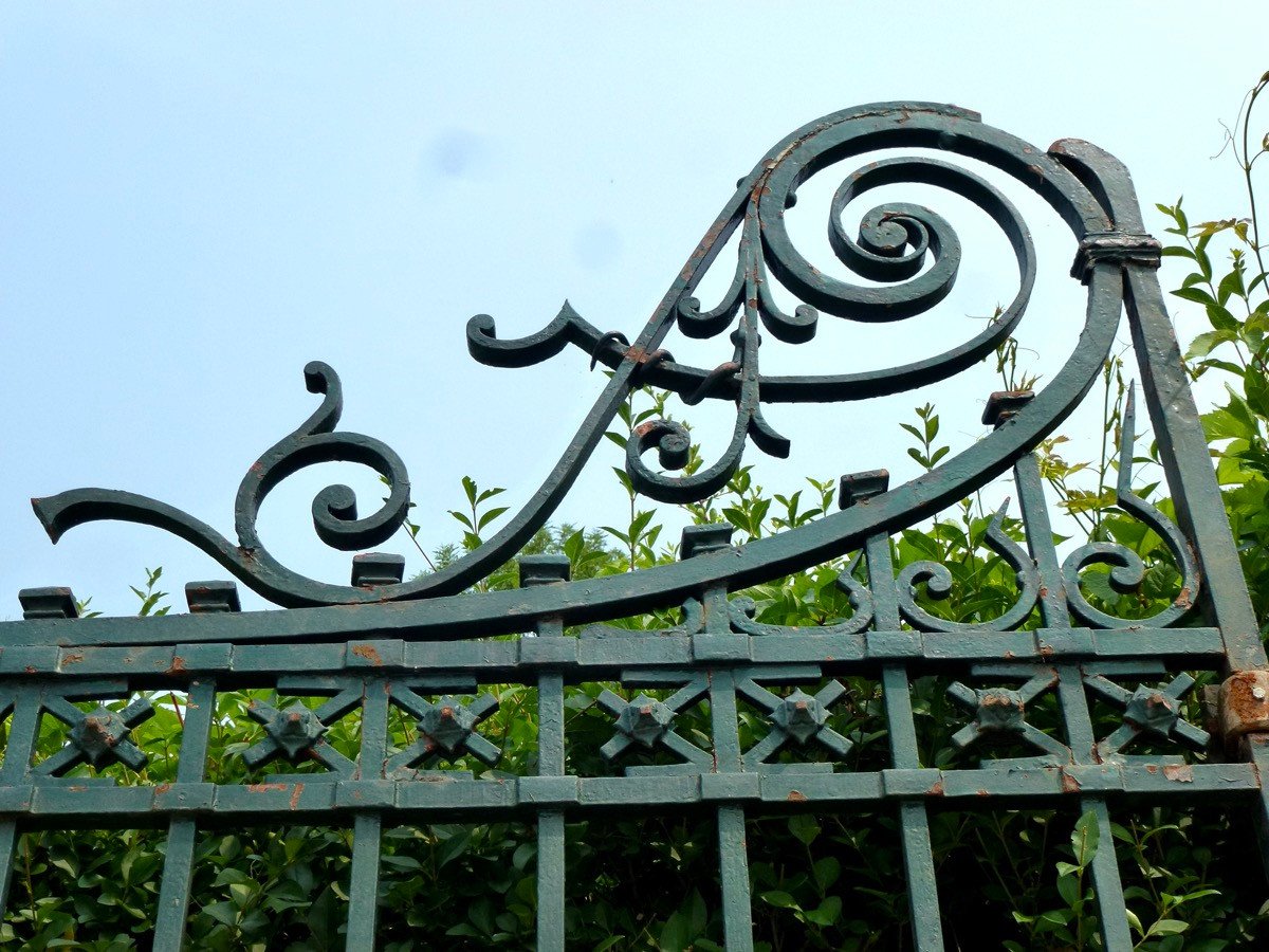 Portail et son portillon en fer forgé d'époque Art Nouveau-photo-3