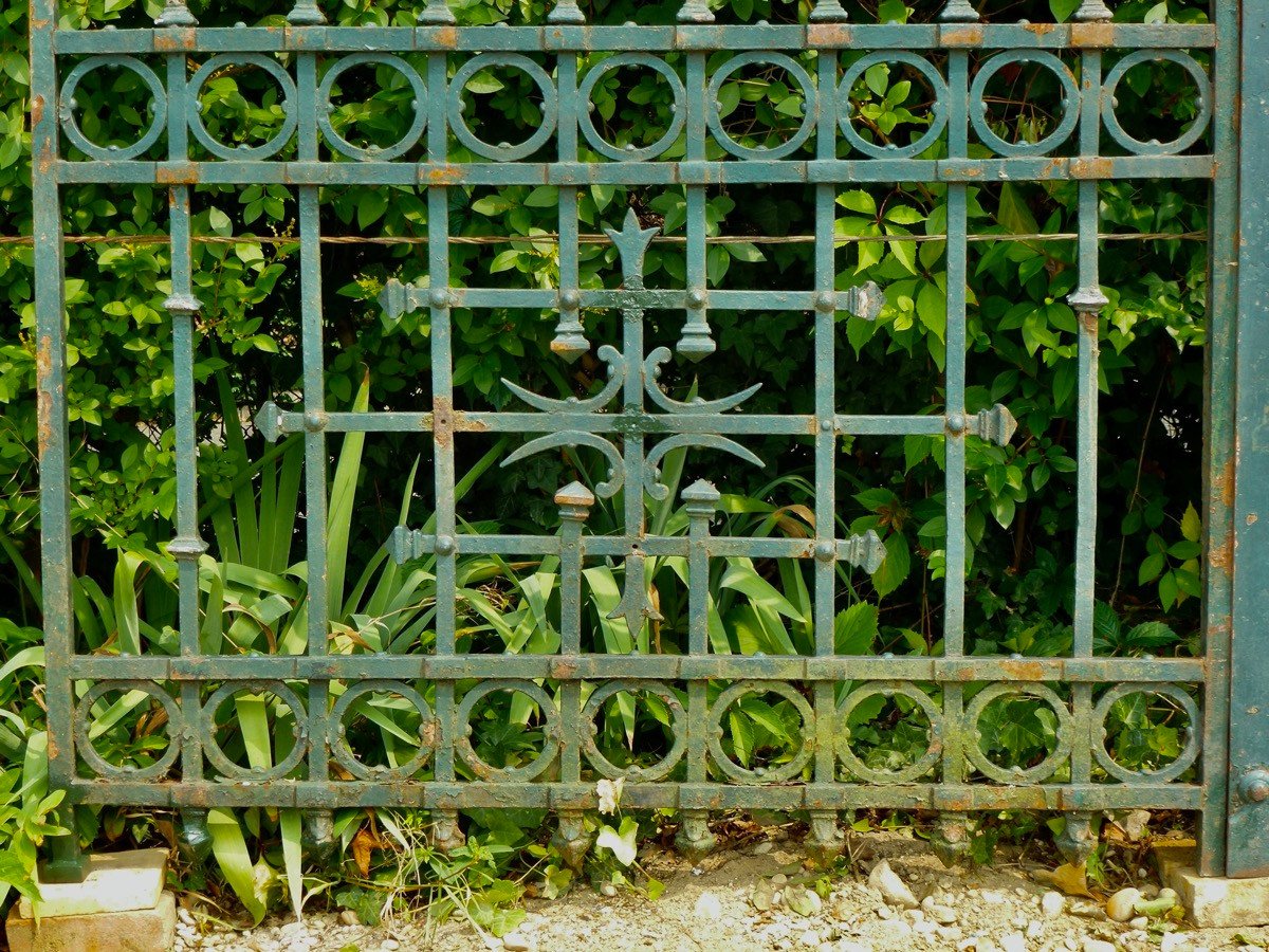 Portail et son portillon en fer forgé d'époque Art Nouveau-photo-5